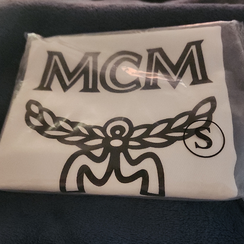 MCM White and Black Logo Pouch